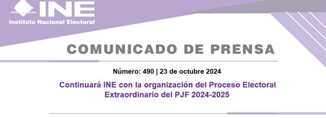 El INE continuará con la organización del Proceso Electoral Extraordinario 2024-2025