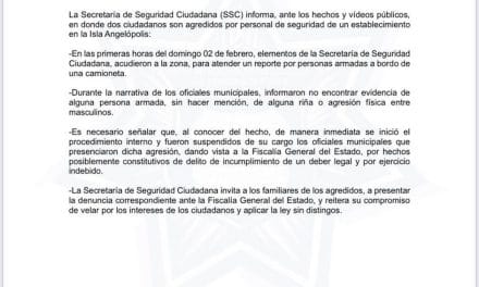 SSC investiga agresión en la Isla Angelópolis; suspenden a policías