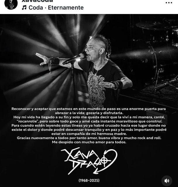 Fallece Xava Drago, vocalista de Coda, a los 54 años